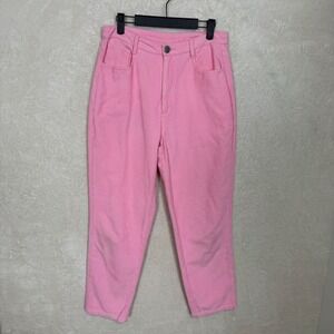 Lucy and Yak Pink Corduroy Pants High Waist Straight Leg Women Size 28x30 Retro